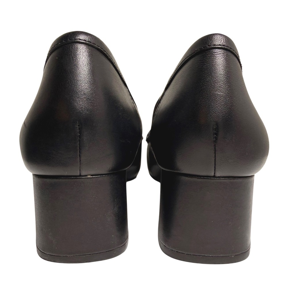 Michael Kors Declan Black Leather Kiltie Fringe Block‎ Heel Loafers Size 8 - Picture 14 of 14